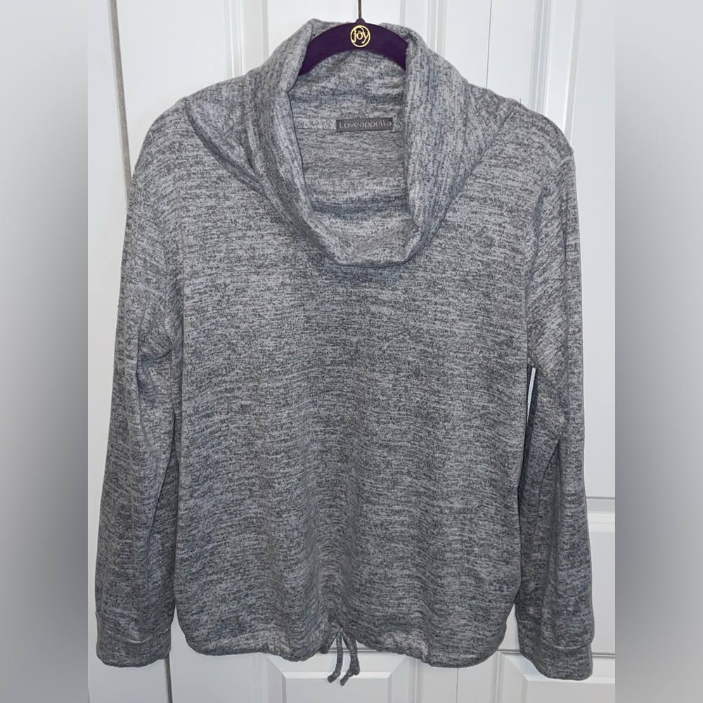 Loveappella Grey Marled Cowl Neck Sweater